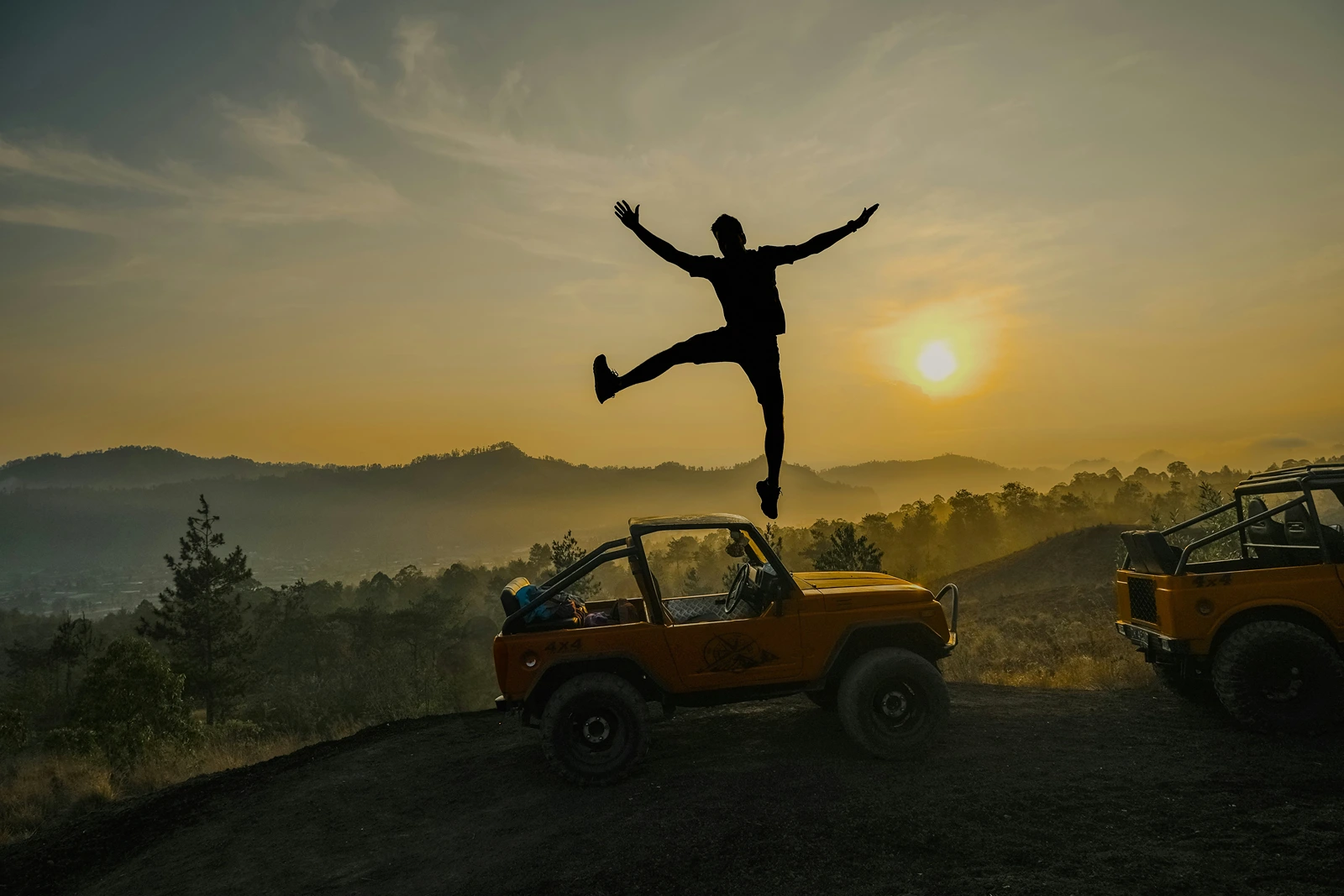 4WD jeep adventure during Mount Batur Sunrise Tour in Kintamani Bali