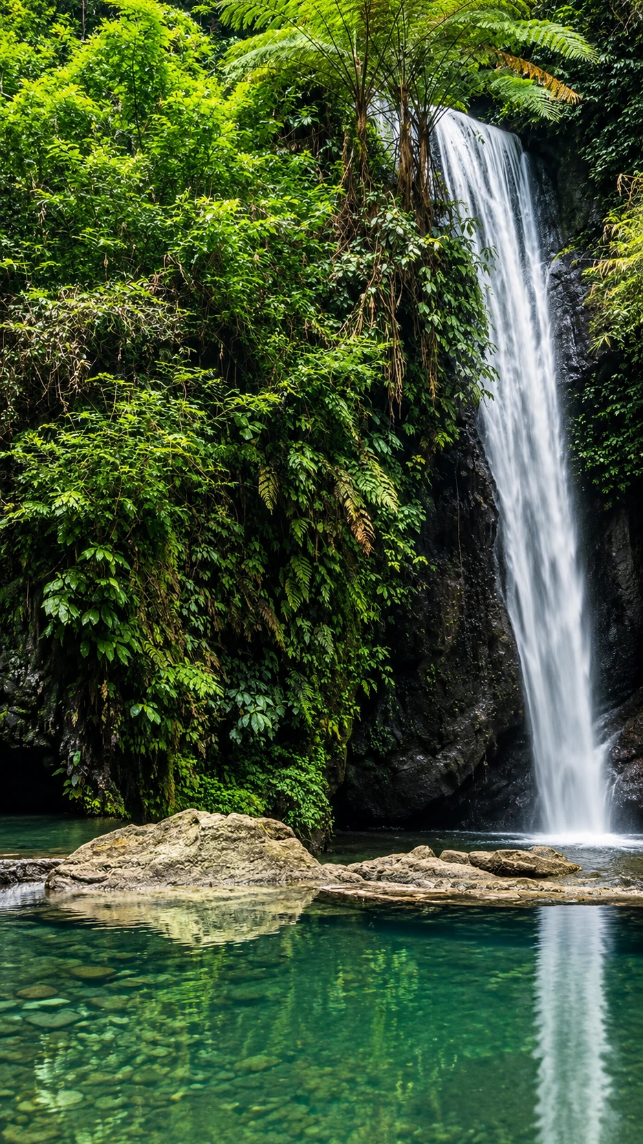 Goa Raja Waterfall with natural pool in Bali