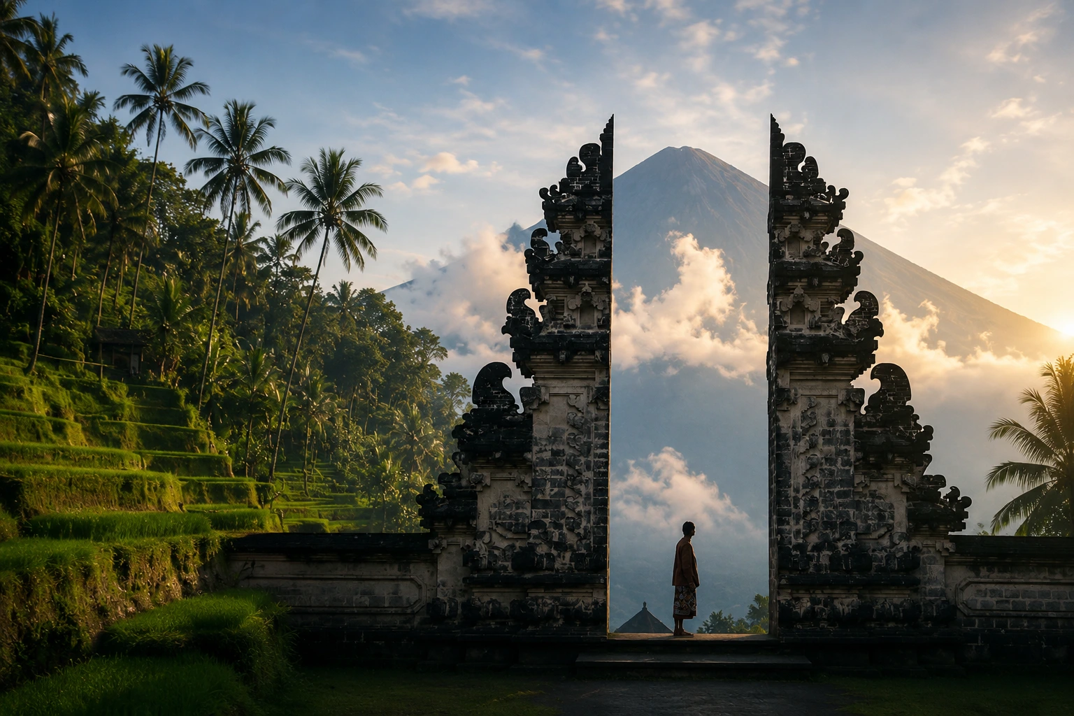 Tegalalang Rice Terrace with lush green rice fields in Bali