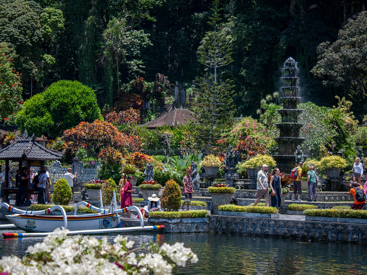Traditional fountains inside Tirta Gangga Water Palace